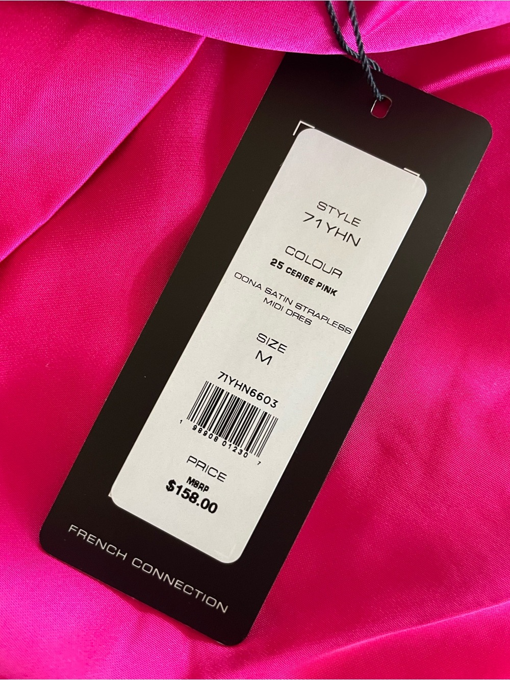 New! $158 French Connection Women's Oona Satin Strapless Dress - Sz M - Picture 9 of 9